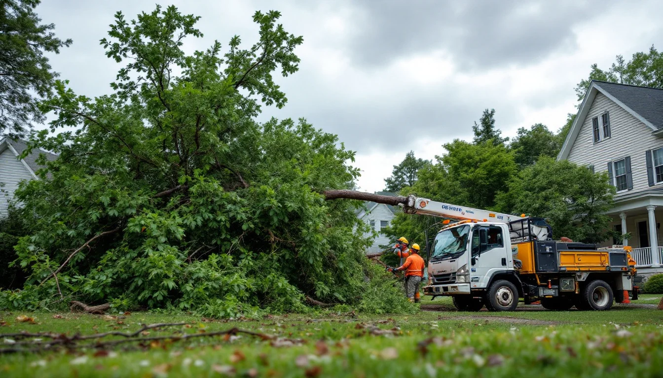 Storm-damaged tree cleanup in Lancaster PA neighborhood