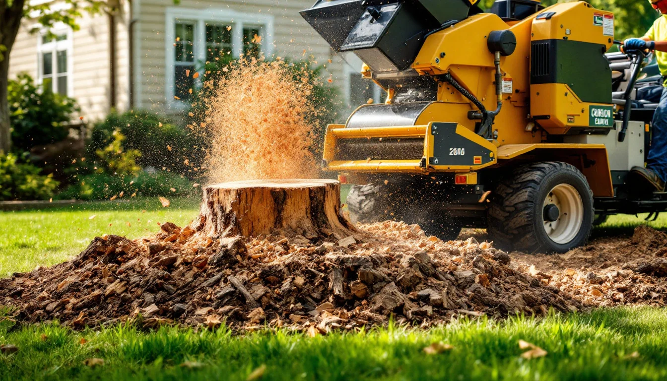 Stump grinding in Lancaster PA residential yard